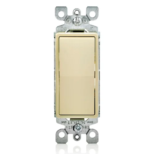 Interruptor Unipolar Simple Leviton Decora 15A 250V Marfil con Línea a Tierra