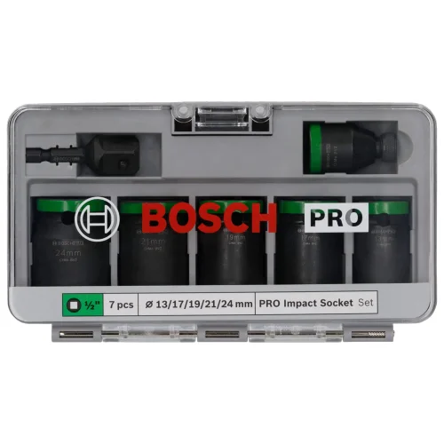 Juego Dados Impacto 7PZAS 13/17/19/21/24MM con Adaptador