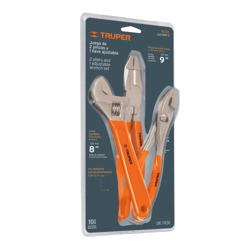Juego de 2 Alicates y Llave Francesa Mango de Pvc