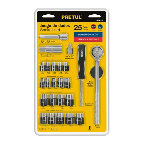 Juego de 25 Herramientas 1/4" y 3/8"