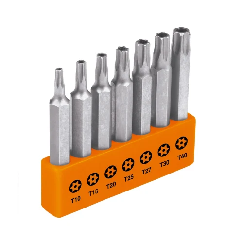 Juego de 7 Puntas Torx Combinadas con Seguro Largo 2"