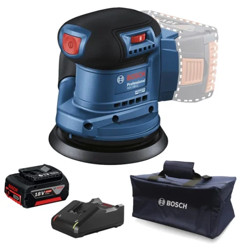 Kit Lijadora Excéntrica 5" Gex 185-LI con Cargador con Baterías 4.0AH con Bolso
