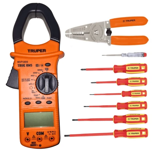 Kit Pinza Amperimetrica Desarmadores 1000V y Alicate