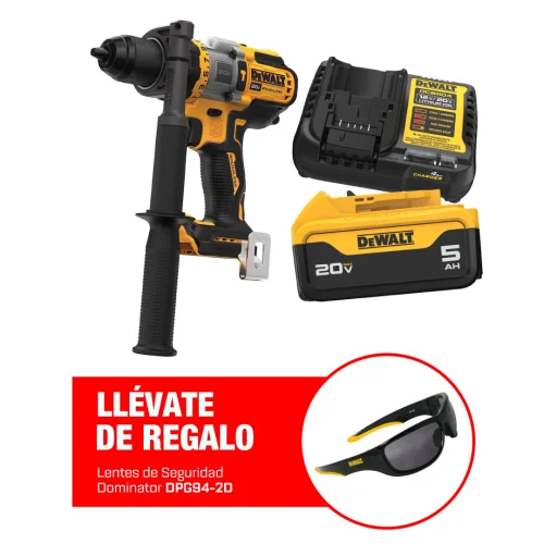 Kit Taladro Percutor 1/2'' 20V 112NM con Batería 5.0AH con Cargador y Lentes