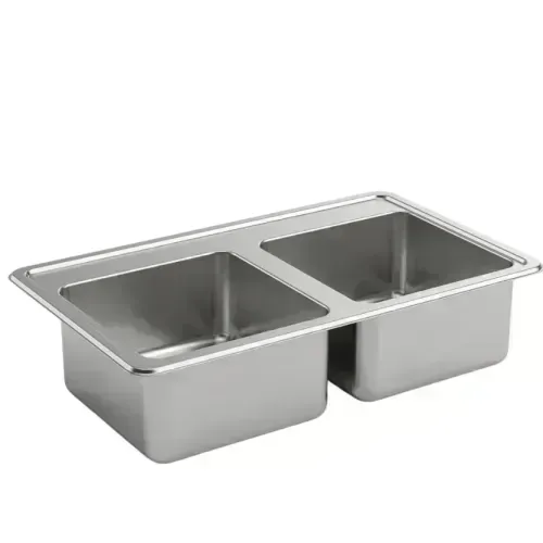 LAVADERO CLINICO B-23 DE ACERO INOX 304 DE 2 POZAS SIN ESCURRIDOR 1.2 MM
