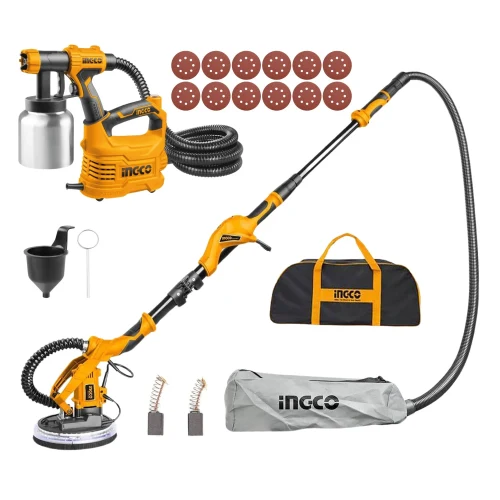 Lijadora de Pared y Techo 1050W + Pistola para Pintar Electrica Vaso de Aluminio 550W