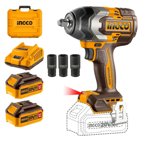 Llave de Impacto 850Nm + 2 Baterías 4AH y Cargador