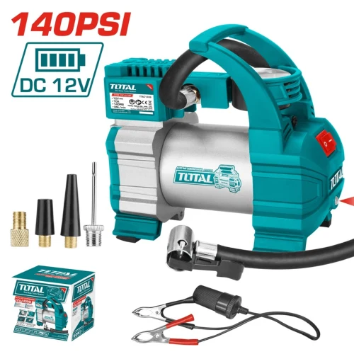 Minicompresora 12V 140Psi con Accesorios