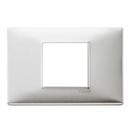 Placa de 2 Módulos en Aluminio Cepillado Línea Plana Sissa