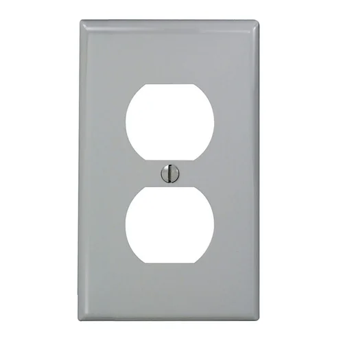 Placa Doble de Nylon Leviton 80703-GY para Tomacorriente Gris