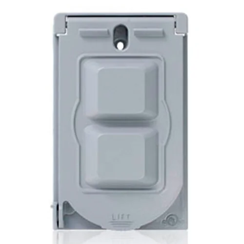 Placa Doble Hermética de Aluminio Leviton con Tapa Vertical WM1V-GY