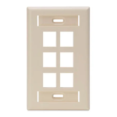 Placa Face Plate con Identificación de 6 Puertos Marfil SISSA
