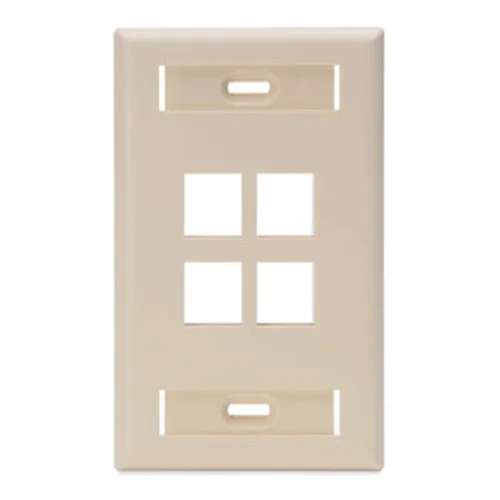 Placa Face Plate SISSA de 4 Puertos con Identificador Color Marfil — SISSA