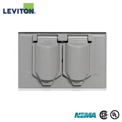 Placa Hermética Horizontal Doble de Aluminio Leviton WM1D-GY