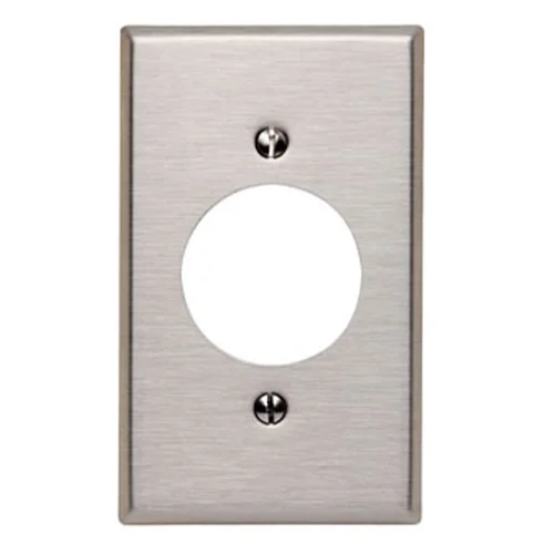 Placa Simple Leviton de Acero Inoxidable para Tomacorriente de 20A y 30A