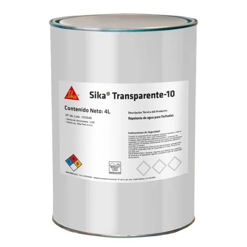 REPELENTE DE AGUA PARA FACHADAS SIKA TRANSPARENTE-10 4L