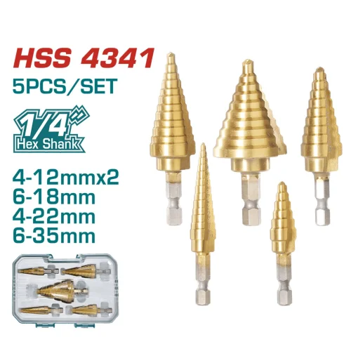 Set de Brocas Escalonadas Hex 1/4'' 5PZAS