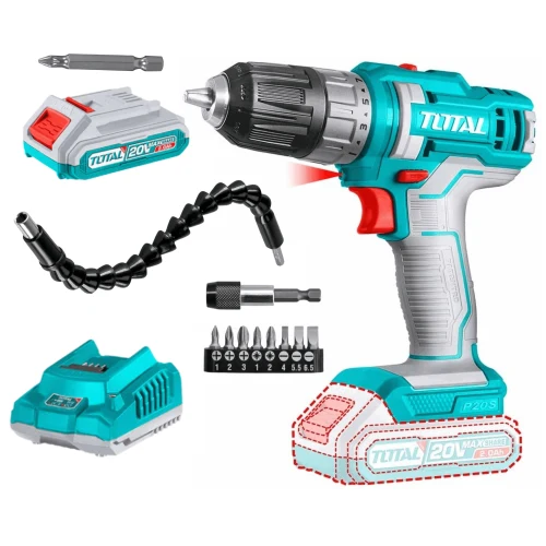 Taladro Atornillador Inalámbrico 20V + Bateria y Accesorios