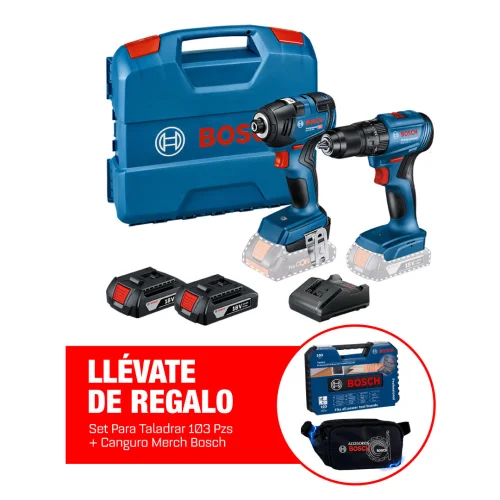 Taladro Perc. 1/2" con Atorn. Impacto 1/4'' con 2BAT y Cargador con Set para Taladrar