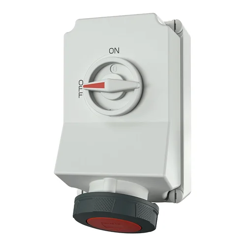 Toma Adosable Mennekes 63A 3P+T 440V IP67 con Interruptor Enclavado