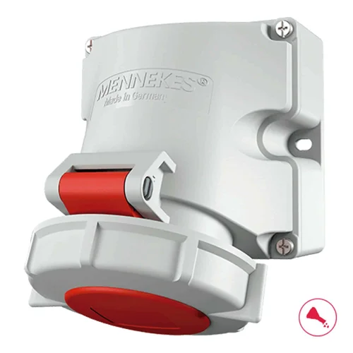 Tomacorriente Adosable de Pared Mennekes 16A 2P+T 415V IP67 Rojo
