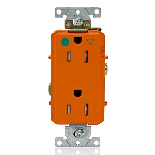 Tomacorriente Doble Decora Leviton Hospitalario Tierra Aislada 15A 125V