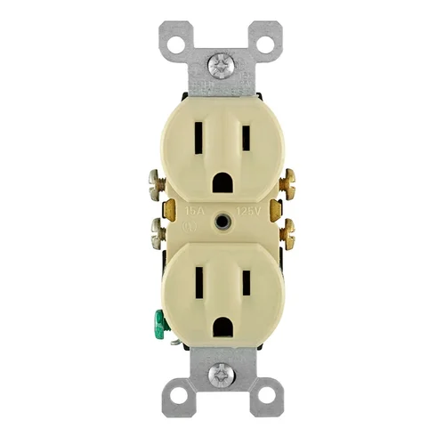 Tomacorriente Doble Empotrable con Línea a Tierra 15A 125V Marfil Leviton