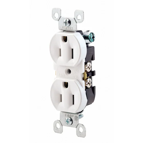 Tomacorriente Doble Empotrable con Línea a Tierra Leviton 15A 125V Blanco