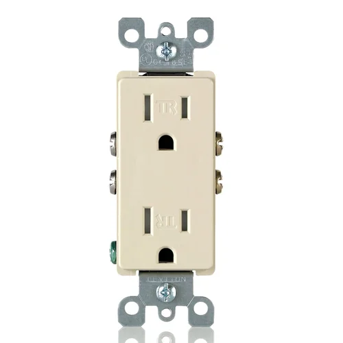 Tomacorriente Doble Empotrable Decora Leviton 2x15A con Línea a Tierra Marfil
