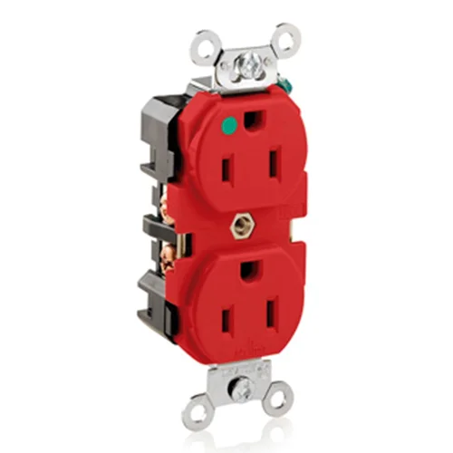 Tomacorriente Doble Empotrable Grado Hospitalario 15A 125V Rojo Leviton