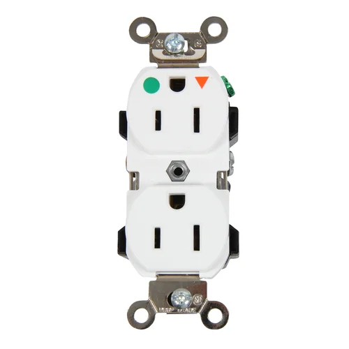 Tomacorriente Doble Grado Hospitalario Tierra Aislada Leviton 15A 125V Blanco