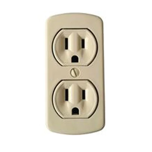 Tomacorriente Doble Visible Leviton 2x15A con Línea a Tierra 125V Marfil