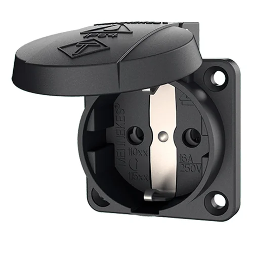 Tomacorriente Empotrable Schuko Mennekes 16A 2P+T 250V IP44 Negro