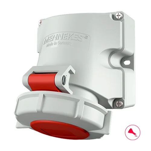 Tomacorriente Industrial Adosable Mennekes 16A 3P+T 415V IP67 Rojo 6h