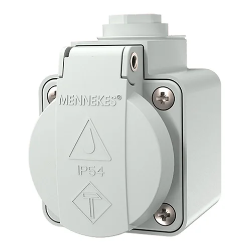 Tomacorriente Schuko de Sobreponer Mennekes 16A 2P+T 250V IP54 Gris