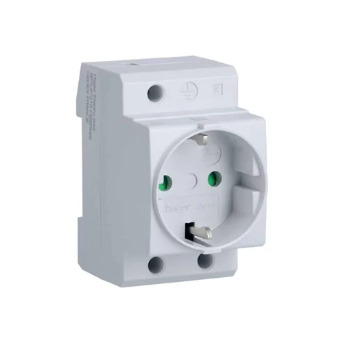 Tomacorriente Schuko Hager SN016P para Riel DIN 10/16A 2P+T