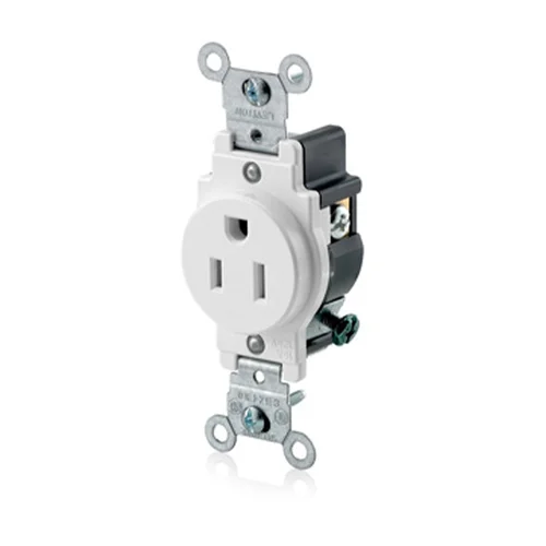 Tomacorriente Simple Leviton Comercial 15A 125V con Línea a Tierra Blanco