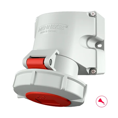 Tomacorriente Sobrepuesto Mennekes 32A 3P+T 440V IP67 Rojo 3h