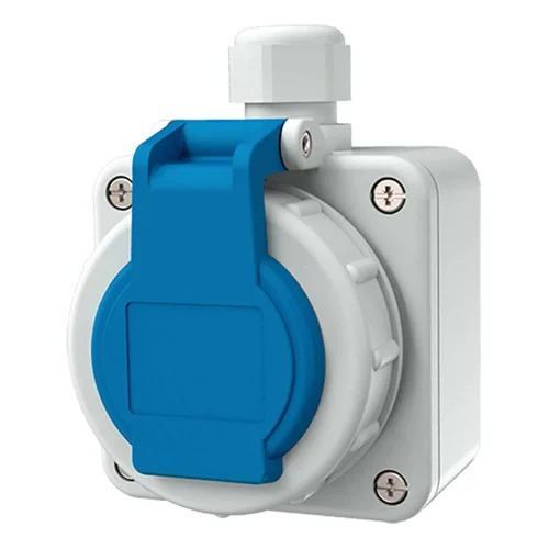 Tomacorriente Sobrepuesto Schuko Mennekes 16A 2P+T 250V IP68 Azul